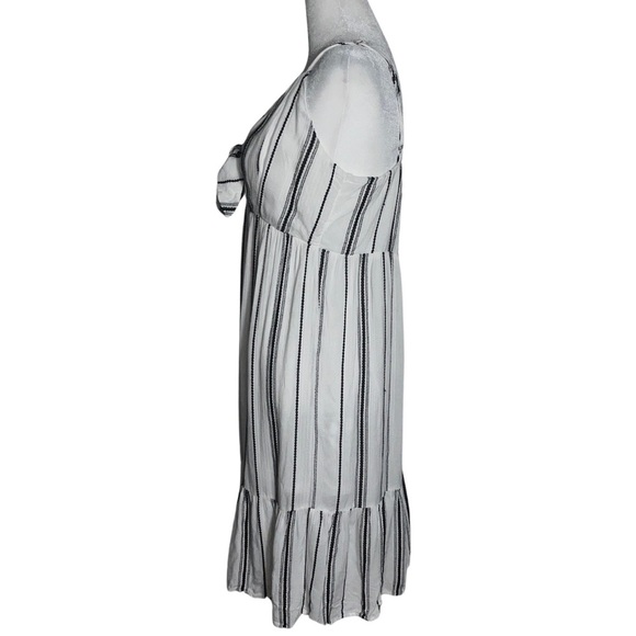 Venus x Lascana White & Black Striped Midi Sundress Size L Bow Adjustable Straps - Picture 6 of 9
